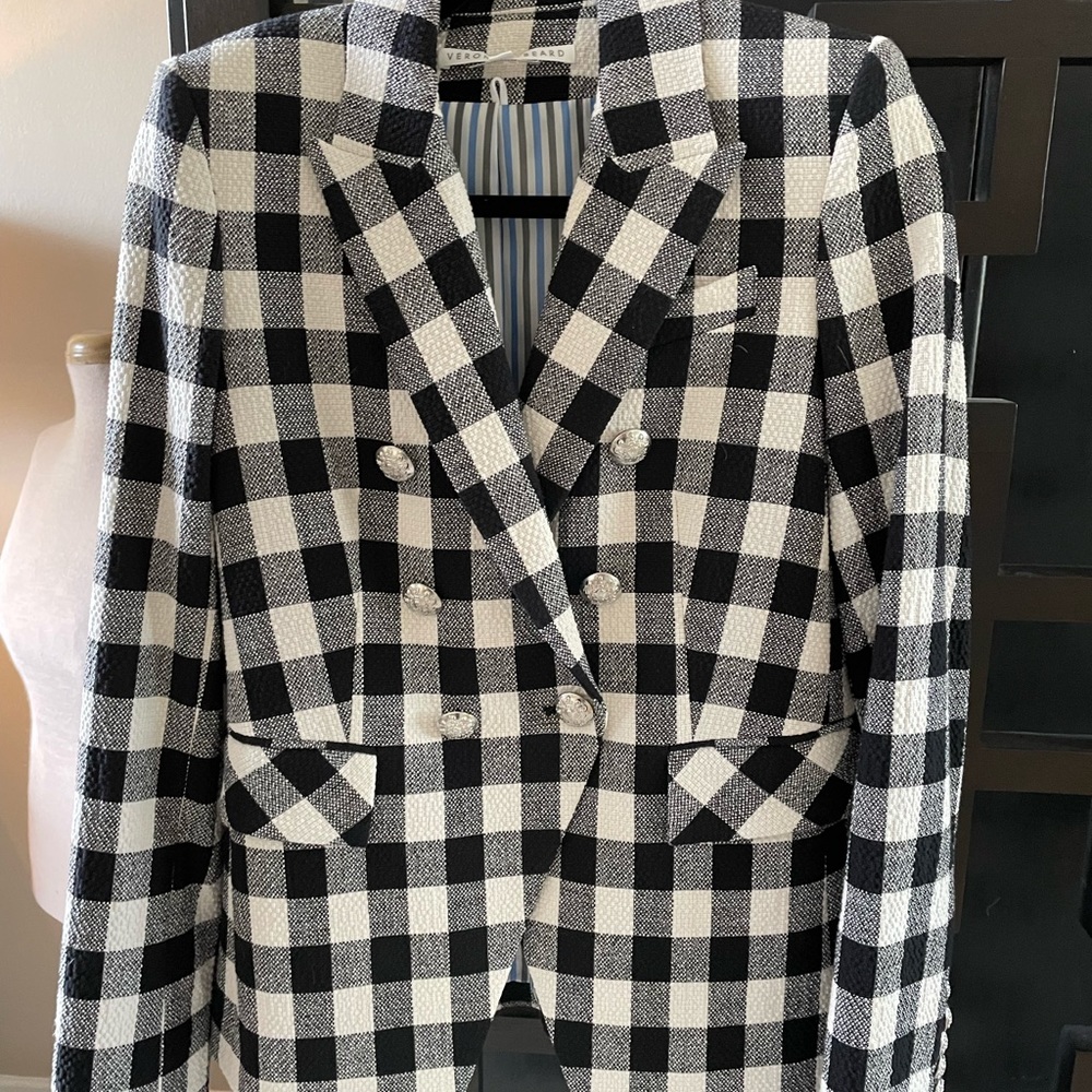 Veronica Beard’s double breasted dickie blazer in gingham tweed. Never worn.